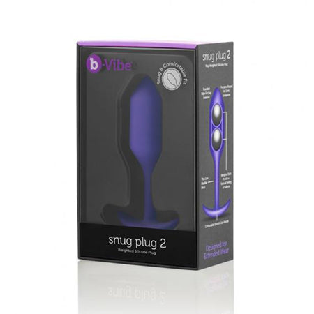 b-Vibe Snug Plug 2 Weighted Silicone Anal Plug Purple-0