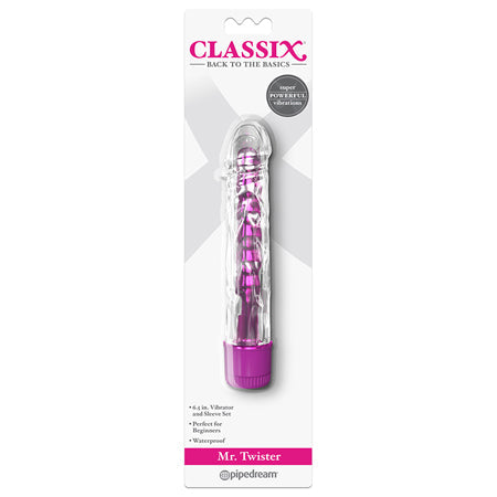 Classix Mr. Twister 6.5 in. Vibrator and Sleeve Set Pink-0