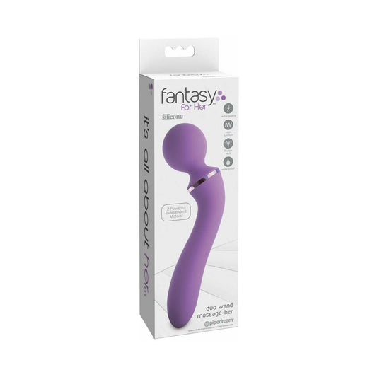 Fantasy For Her Duo Wand Massage-Her Rechargeable Silicone Dual-Ended Vibrator Purple-0