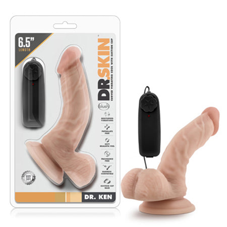 Dr. Skin Dr. Ken Realistic 6.5 in. Vibrating Dildo with Balls Beige-0