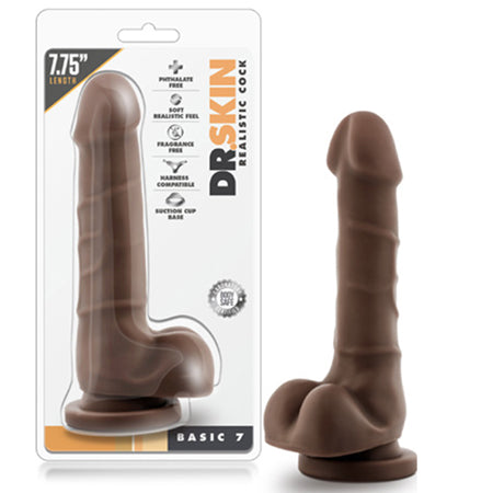 Dr. Skin Basic 7 Realistic 7.75 in. Dildo with Balls Brown-0