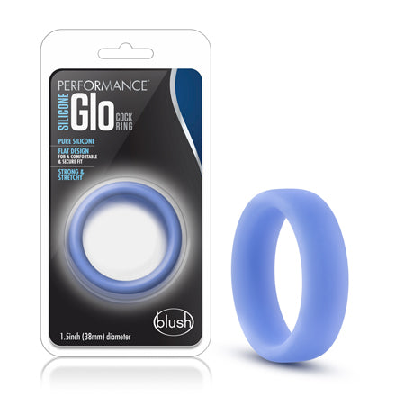 Performance Silicone Glo Cock Ring Blue Glow-0