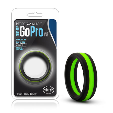 Performance Silicone Go Pro Cock Ring Black/Green/Black-0