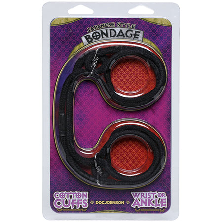 Japanese Style Bondage - 100% Cotton Wrist or Ankle Cotton Cuffs Black-0