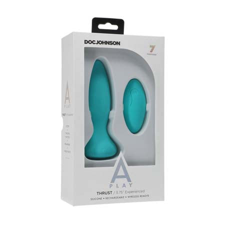 A-Play Thrust Experienced Rechargeable Silicone Anal Plug with Remote Teal-0