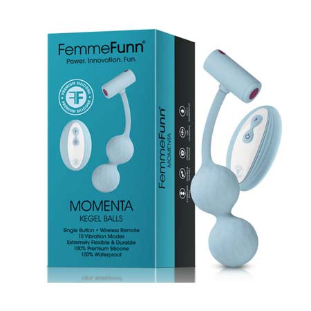 FemmeFunn Momenta Rechargeable Remote-Controlled Silicone Kegel Balls Light Blue-0