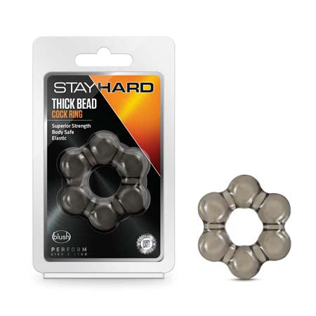 Stay Hard Thick Bead Cockring Black-0