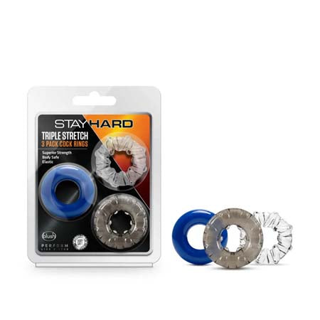 Stay Hard Triple Stretch Cockrings 3-Pack Assorted Colors-0