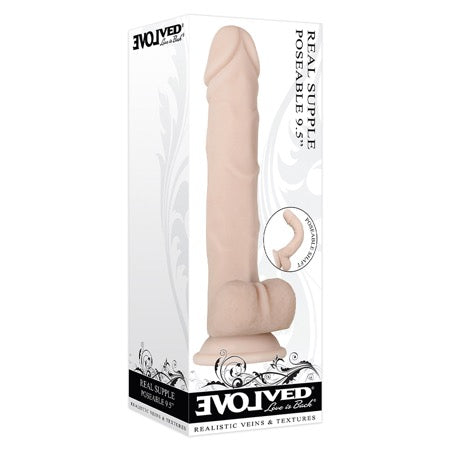 Evolved Real Supple Poseable 9.5 in. Realistic Dildo With Balls Beige-0