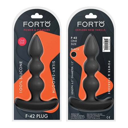 Forto F-42 Spiral Beads Silicone Anal Plug Black-0