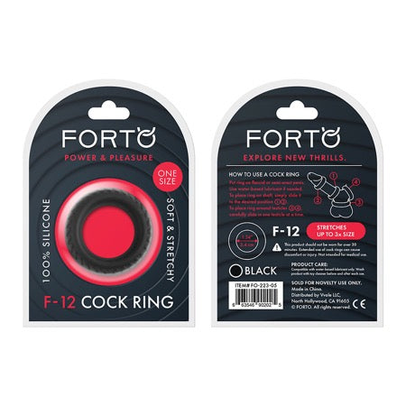 Forto F-12 Liquid Silicone Cockring 35mm Black-0