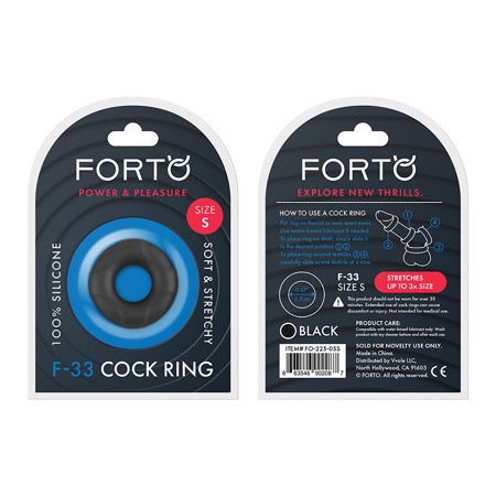 Forto F-33 Liquid Silicone Cockring Small Black-0