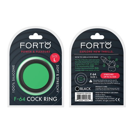 Forto F-64 Wide Liquid Silicone Cockring Large Black-0