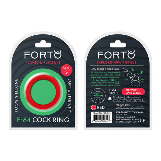 Forto F-64 Wide Liquid Silicone Cockring Small Red-0