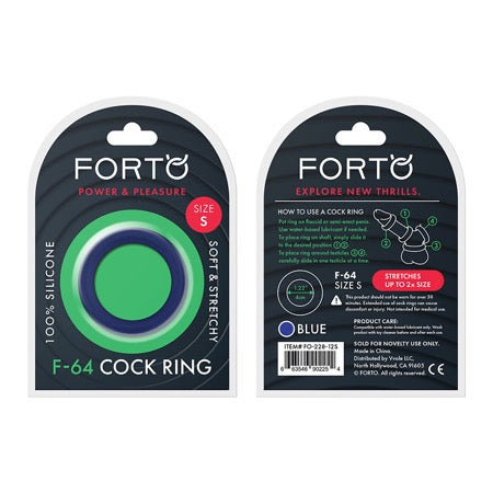 Forto F-64 Wide Liquid Silicone Cockring Small Blue-0