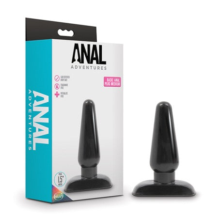 Anal Adventures Basic Anal Plug Medium Black-0