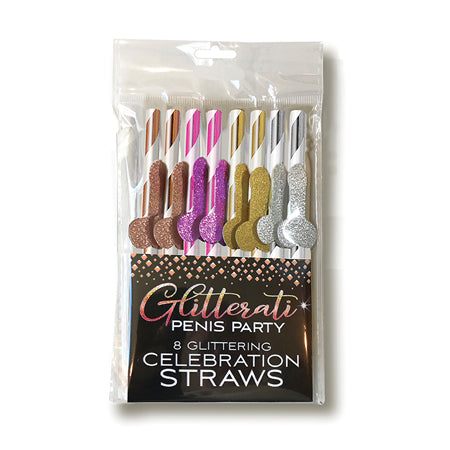 Glitterati Penis Party Cocktail Celebration Straws 8-Pack-0