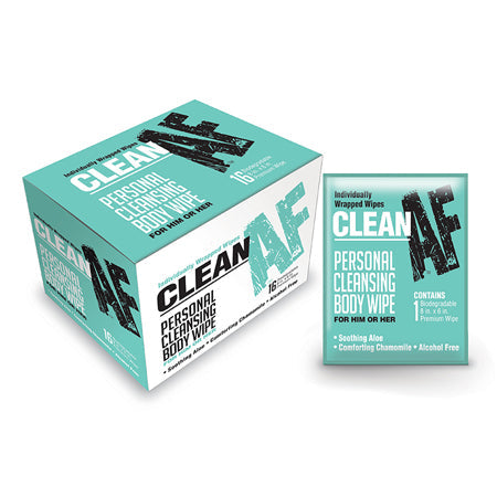 Clean AF Individually Wrapped Personal Cleaning Body Wipe 16-Pack Box-0