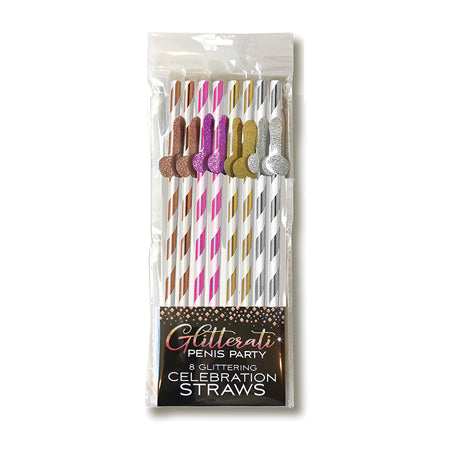 Glitterati Penis Party Tall Celebration Straws 8-Pack-0