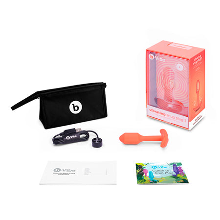 b-Vibe Vibrating Snug Plug 1 Rechargeable Weighted Silicone Anal Plug Orange-0