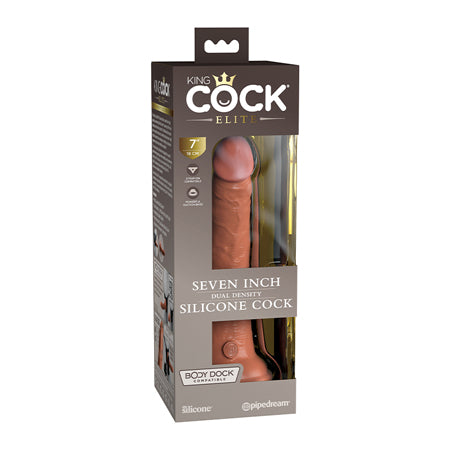 King Cock Elite 7 in. Dual Density Silicone Cock Realistic Dildo With Suction Cup Tan-0
