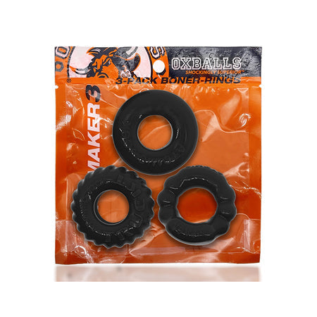 OxBalls Bonemaker 3-Pack Boner Cockring Kit FLEXtpr Black-0