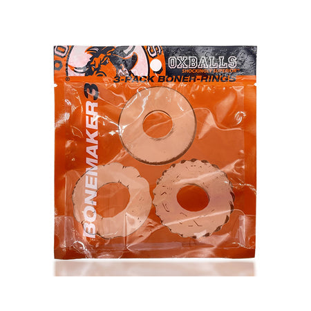OxBalls Bonemaker 3-Pack Boner Cockring Kit FLEXtpr Clear-0