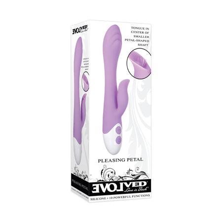 Evolved Pleasing Petal Rechargeable Silicone Flicking Dual Stimulator Light Purple-0