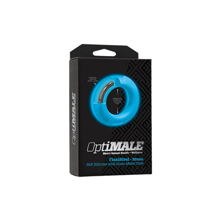 OptiMALE FlexiSteel Silicone, Metal Core Cock Ring 35 mm Blue-0