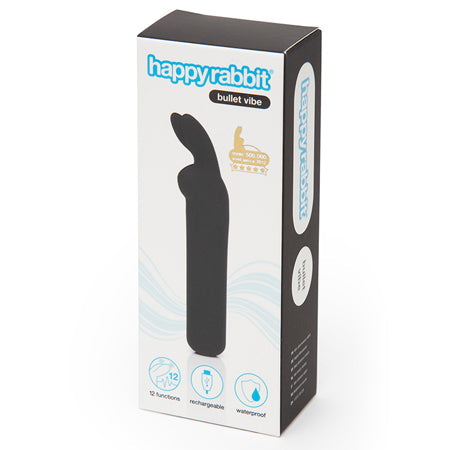 Happy Rabbit Rechargeable Silicone Bullet Vibrator With Ears Black-0
