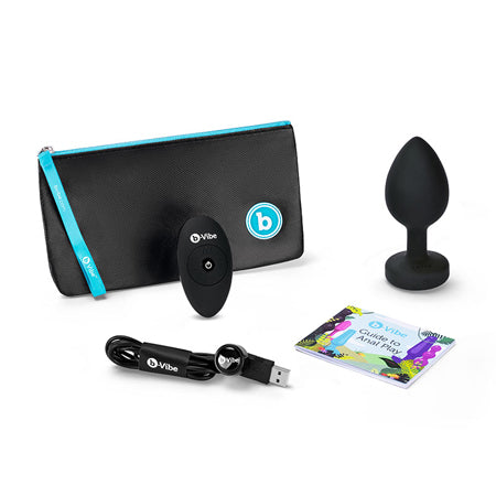 b-Vibe Vibrating Jewel Rechargeable Remote-Controlled Anal Plug with Gem Base Black Diamond XXL-0