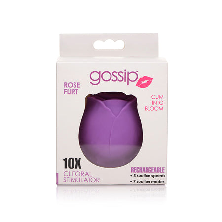 Curve Toys Gossip Cum Into Bloom Rechargeable Silicone Clitoral Stimulator Rose Flirt Violet-0