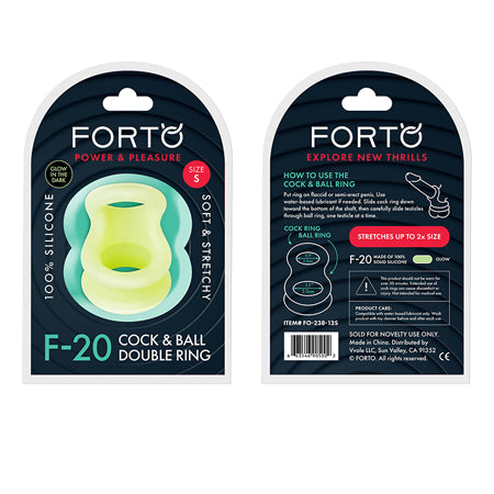 Forto F-20 Liquid Silicone Cockring & Ball Stretcher Small Glow-0