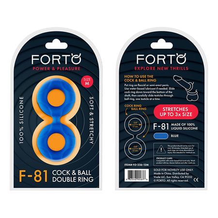 Forto F-81 Liquid Silicone Cock & Ball Double Ring Medium Blue-0