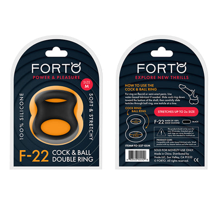 Forto F-22 Liquid Silicone Cock & Ball D-Ring Medium Black-0