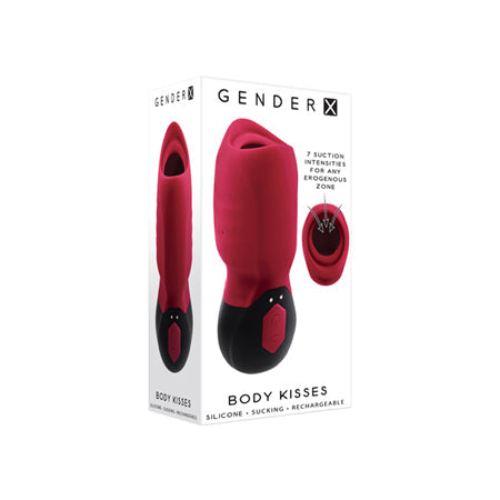 Gender X Body Kisses Rechargeable Vibrating Silicone Suction Massager Red-0