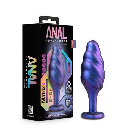 Anal Adventures Matrix Silicone Bumped Bling Plug Sapphire-0