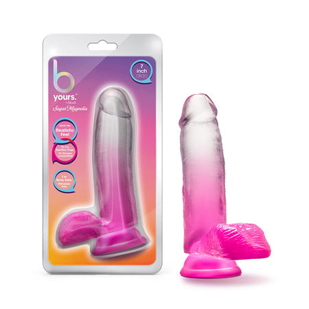 B Yours Sugar Magnolia 7 in. Dildo with Balls Fuchsia-0