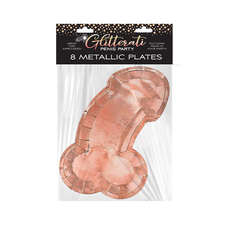 Glitterati Penis Party Rose Gold Plates 8-Pack-0