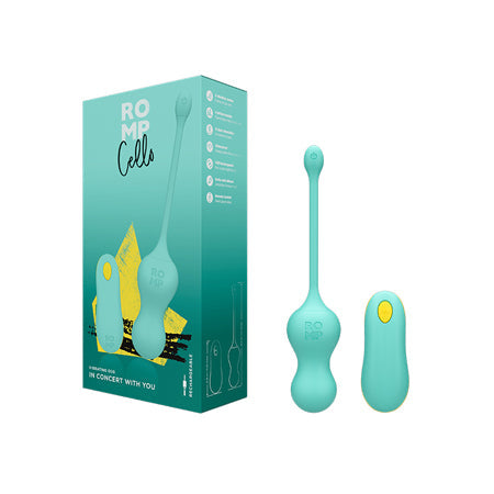 ROMP Cello Rechargeable Remote-Controlled Silicone G-Spot Egg Vibrator Light Teal-0