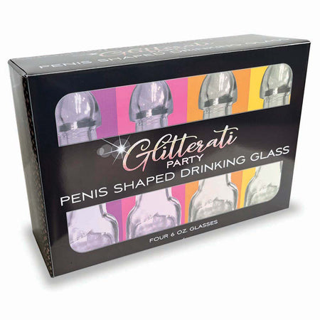 Glitterati Party 6 oz. Penis Shaped Drinking Glass 4-Pack-0