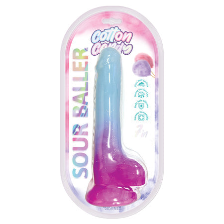 Cotton Candy Sour Baller 7 in. Silicone Dildo Aqua/Purple-0