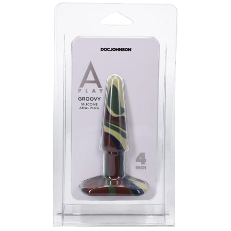 A-Play Groovy 4 in. Silicone Anal Plug Camouflage-0