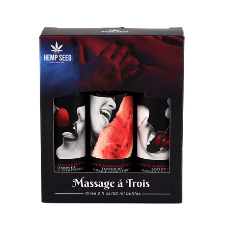 Earthly Body Massage-a-trois Edible Massage Lotion 3-Piece Gift Set Box 2 oz.-0