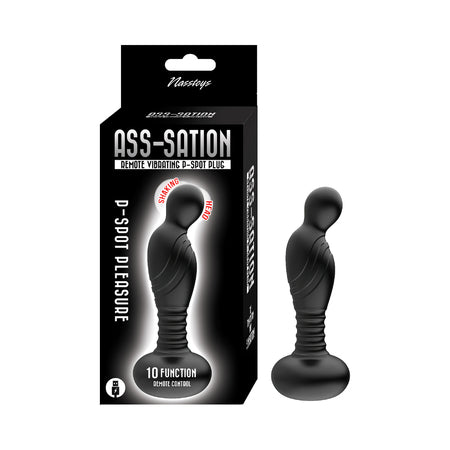 Ass-Sation Remote Vibrating P-Spot Plug Black-0