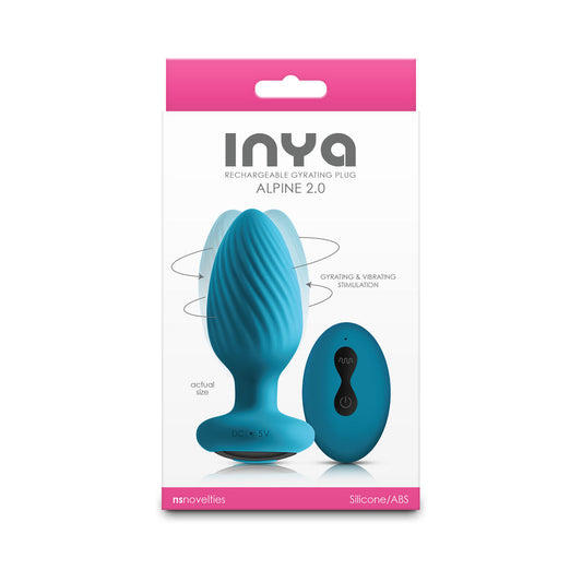 INYA Alpine 2.0 Gyrating and Vibrating Plug with Remote Teal-0