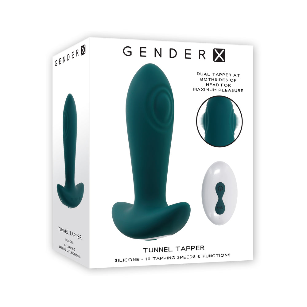 Gender X Tunnel Tapper Rechargeable Vibrating Anal Plug with Remote Teal-0