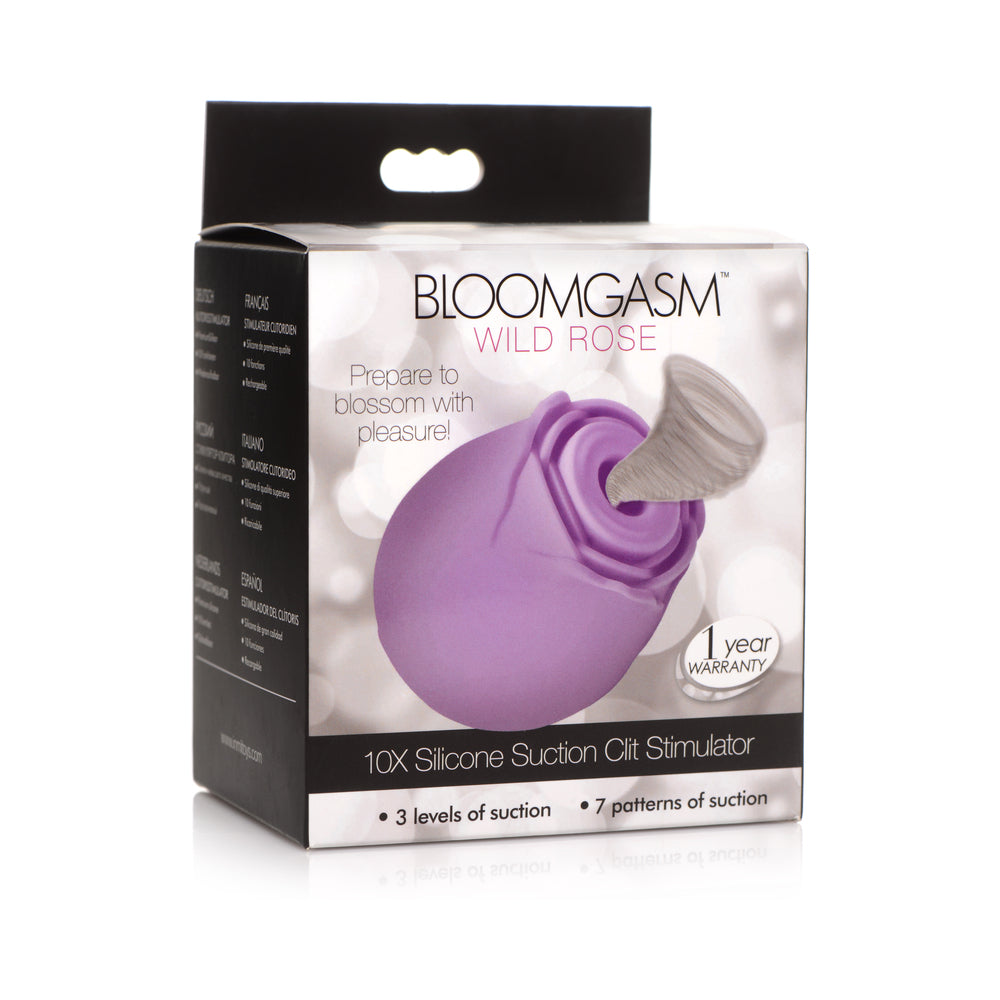 Bloomgasm 10X Wild Rose Silicone Suction Clit Stimulator Purple-0