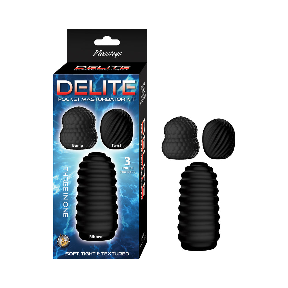 Delite Pocket Masturbator Kit Black-0