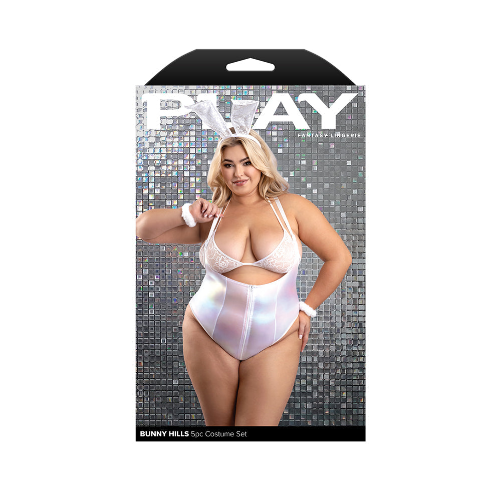 Fantasy Lingerie Play Bunny Hills 5-Piece Bunny Costume Set White 3XL/4XL-0